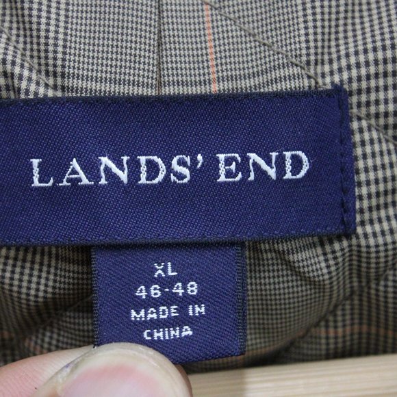 Lands End Blazer Mens Brown Three Button Down Quilted Lined Size XL 46-49 - Picture 6 of 9